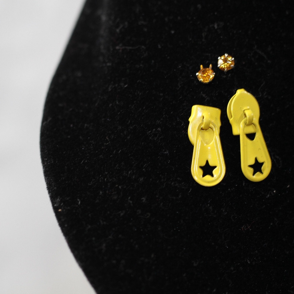 Yellow Zipper Earrings (2pc set)